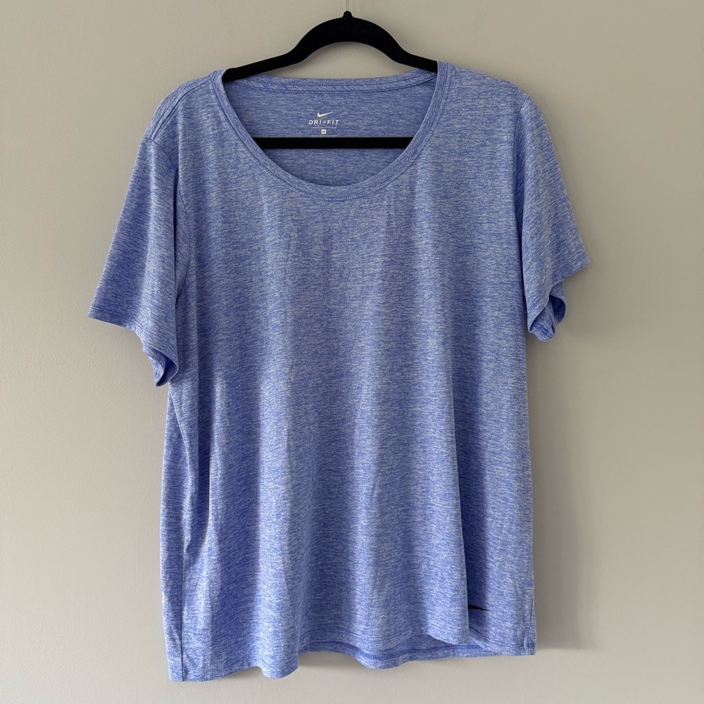 Nike Women's Dri Fit Blue Heathered Short Sleeve Tee Top
